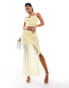 Фото #1 товара ASOS DESIGN co-ord mesh split front ruffle maxi skirt in pastel yellow