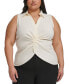 ფოტო #1 პროდუქტის Plus Size Collared Twist-Front Blouse