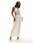 Simmi crochet cut out detail backless maxi beach dress in cream