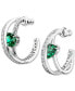 ფოტო #2 პროდუქტის Silver-Tone Hyperbola Green Crystal Double Spiral Medium Hoop Earrings, 2"