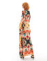 Daska long sleeve twist detail maxi dress in multi print