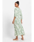 ფოტო #2 პროდუქტის Women's 4/5 Sleeve Palm Print Midi Dress