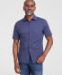 Men's Short Sleeve Button-Front Heathered Shirt Midnight Heather, S - фото #1