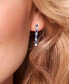 Lab Grown Blue and White Sapphire Bezel Set Drop Earrings in Sterling Silver