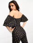 Фото #2 товара ASOS DESIGN jersey fluted sleeve jumpsuit with flare leg in ditsy floral