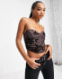 Фото #3 товара ASOS DESIGN sleeveless corset in brown flock in chocolate