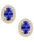 ფოტო #3 პროდუქტის Tanzanite (7/8 Ct. t.w.) and Diamond (1/4 Ct. t.w.) Halo Stud Earrings