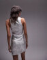 Фото #4 товара Topshop racer mini dress in metallic silver