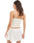 Фото #4 товара Miss Selfridge lace trim ribbon cami top in ivory