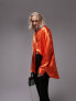 Topshop premium oversized satin shirt in orange