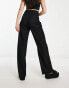 Фото #2 товара Stradivarius linen look wide leg trouser in black