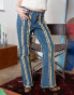 Labelrail x Lara Adkins low rise frayed detail jeans in blue