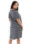 ONLY Curve short sleeve pocket dress in stripe Синий, M - EU 46-48 - фото #4