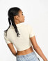 Фото #3 товара JJXX ribbed v neck cropped polo top in cream