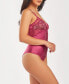 Фото #3 товара Women's 1 Piece Stretch Satin and Lace Lingerie Bodysuit
