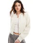 Фото #2 товара Vila textured cropped bomber jacket in cream