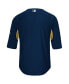 Фото #4 товара Men's Navy and Gold-Tone Milwaukee Brewers Authentic Collection On-Field 3 and 4-Sleeve Batting Practice Jersey