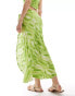 YAS midi wrap skirt co-ord in green tie dye - MGREEN