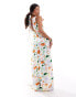 ONLY Petite floral print maxi dress in white