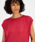 Фото #3 товара Women's Mixed-Media Scoop-Neck Drop-Shoulder Top