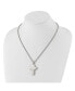 ფოტო #2 პროდუქტის Brushed Black Oxidized Design Edges Cross Pendant Necklace