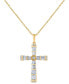 ფოტო #1 პროდუქტის Diamond Round & Baguette Cross 18" Pendant Necklace (1/2 ct. t.w.)