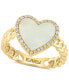 Фото #1 товара EFFY® Mother of Pearl & Diamond (1/10 ct. t.w.) Heart Halo Ring in 14k Gold-Plated Sterling Silver