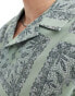 ASOS DESIGN relaxed revere shirt with tile bandana print in sage grün, 2XL - Chest 46-48 - фото #3