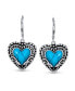 ფოტო #3 პროდუქტის Boho Bali Style Scroll Filigree Blue Turquoise Gemstone Heart Shaped Dangling Earrings For Women Oxidized .925 Sterling Silver Lever back