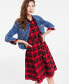 Фото #2 товара Women's Cotton Flannel Plaid Shirtdress, Created for Macy's