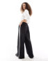 adidas Originals 3-stripes loose French Terry wide leg joggers in black