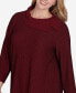 ფოტო #3 პროდუქტის Plus Size Split Cowl Neck Textured Herringbone Jacquard Knit Top