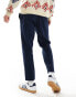 Another Influence linen mix tapered trousers in navy