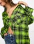 Фото #4 товара ASOS DESIGN oversized shirt with wide cuff detail in neon green check