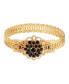 ფოტო #1 პროდუქტის 14K Gold-tone Black Flower Overlay Belt Bracelet