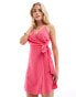 Фото #4 товара Vila Petite linen touch wrap front cami mini dress in pink