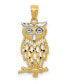 Owl Pendant in 14k Yellow Gold and Rhodium