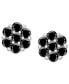 Onyx Flower Cluster Stud Earrings in Sterling Silver