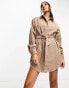 ASOS DESIGN cord belted shirt dress in brown 40 - фото #2