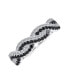 Two Tone Intertwined Twist Knot 1/2 Eternity Black & White Pave Cubic Zirconia CZ Infinity Band Ring For Women Girlfriend .925 Sterling Silver