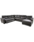 Фото #17 товара Gabrine 6-Pc. Leather Sectional with 2 Power Headrests & Chaise, Created for Macy's