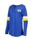 ფოტო #3 პროდუქტის Women's Royal Los Angeles Rams Athletic Varsity Lace-Up Long Sleeve T-shirt