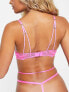 ASOS DESIGN Sugar metallic lace exposed underwire bra in hot pink