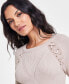 ფოტო #3 პროდუქტის Women's Lace-Up Ribbed-Knit Sweater, Created for Macy's