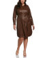 Фото #1 товара Платье женское Ella Rafaella Plus Size Faux Leather Long Sleeve Shirtdress