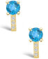 ფოტო #3 პროდუქტის Topaz (2-1/3 ct. t.w.) and Diamond (1/8 ct. t.w.) Stud Earrings in 14K Yellow Gold