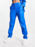 Фото #1 товара Pieces high waist faux leather trousers co-ord in blue