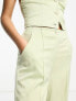 Фото #7 товара Miss Selfridge co-ord high waist straight leg trousers in green satin