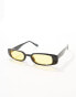 Фото #2 товара Jeepers Peepers slim angular sunglasses in black with yellow lens