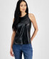 Фото #3 товара Women's Faux-Leather Sleeveless Top, Created for Macy's